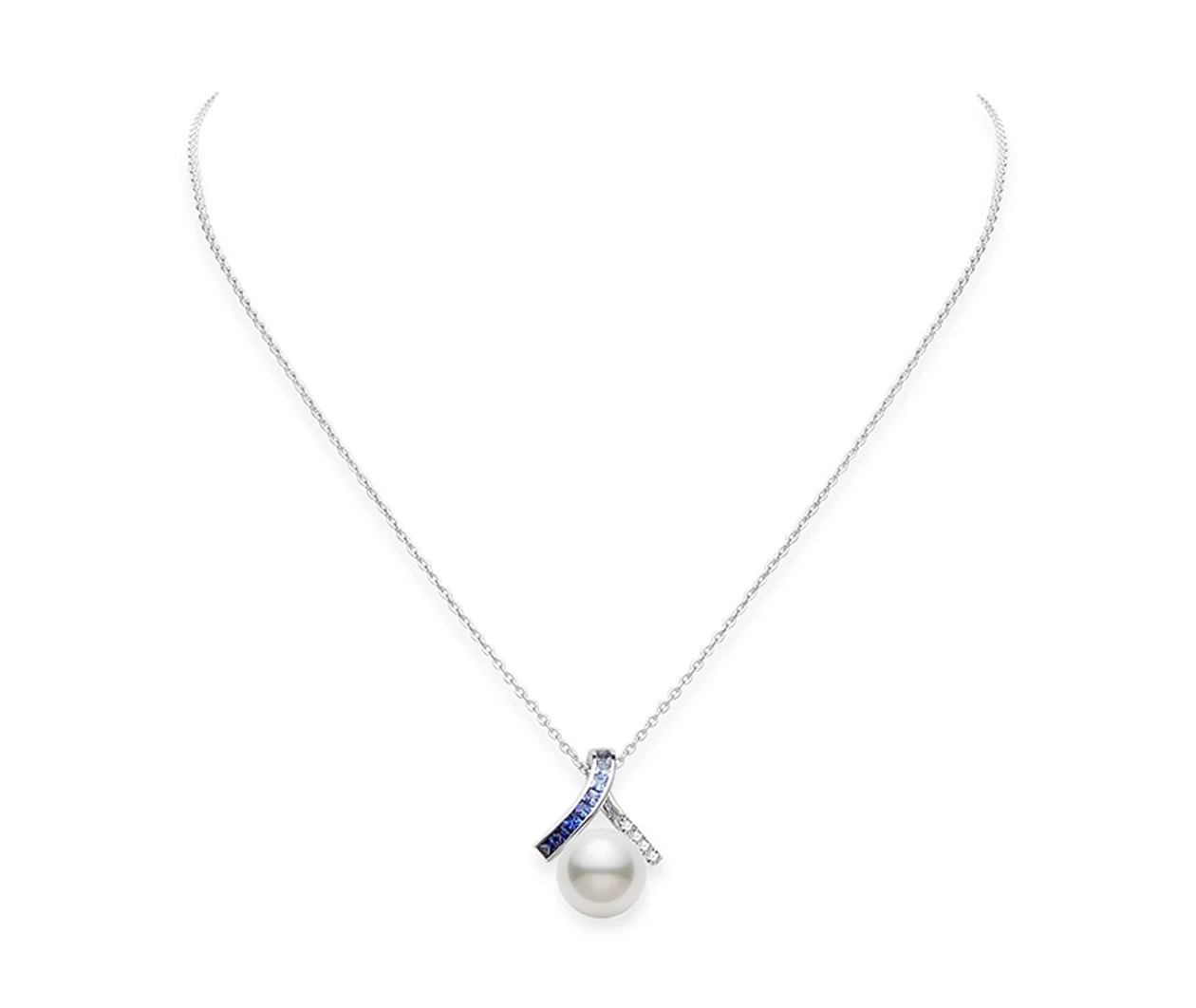 Ocean Collection White South Sea Cultured Pearl and Sapphire Pendant