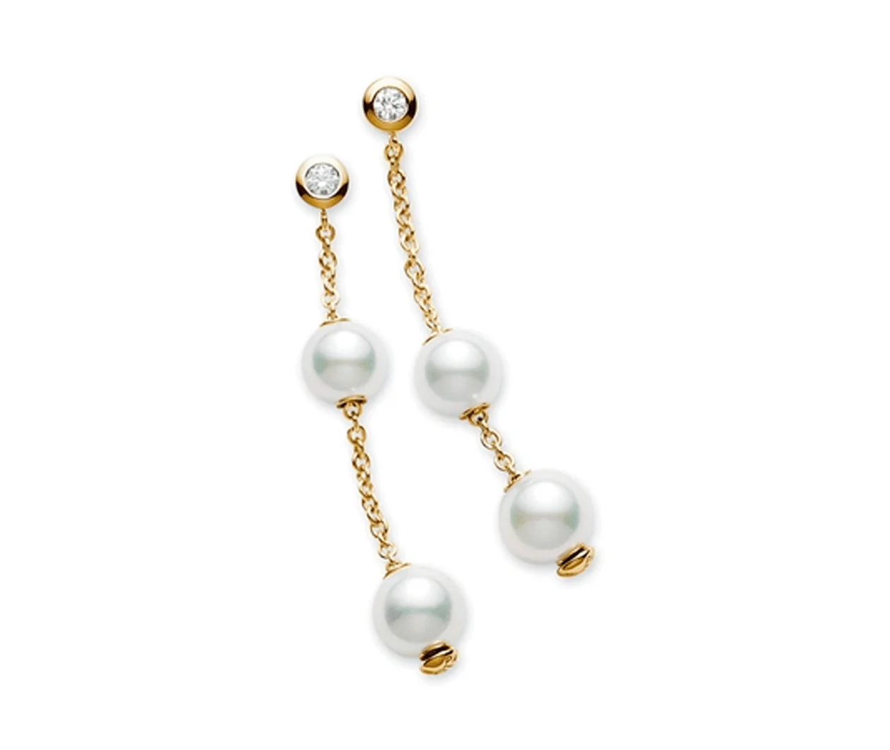 Pearls in Motion Akoya Cultured Pearl and Diamond Drop Earrings
