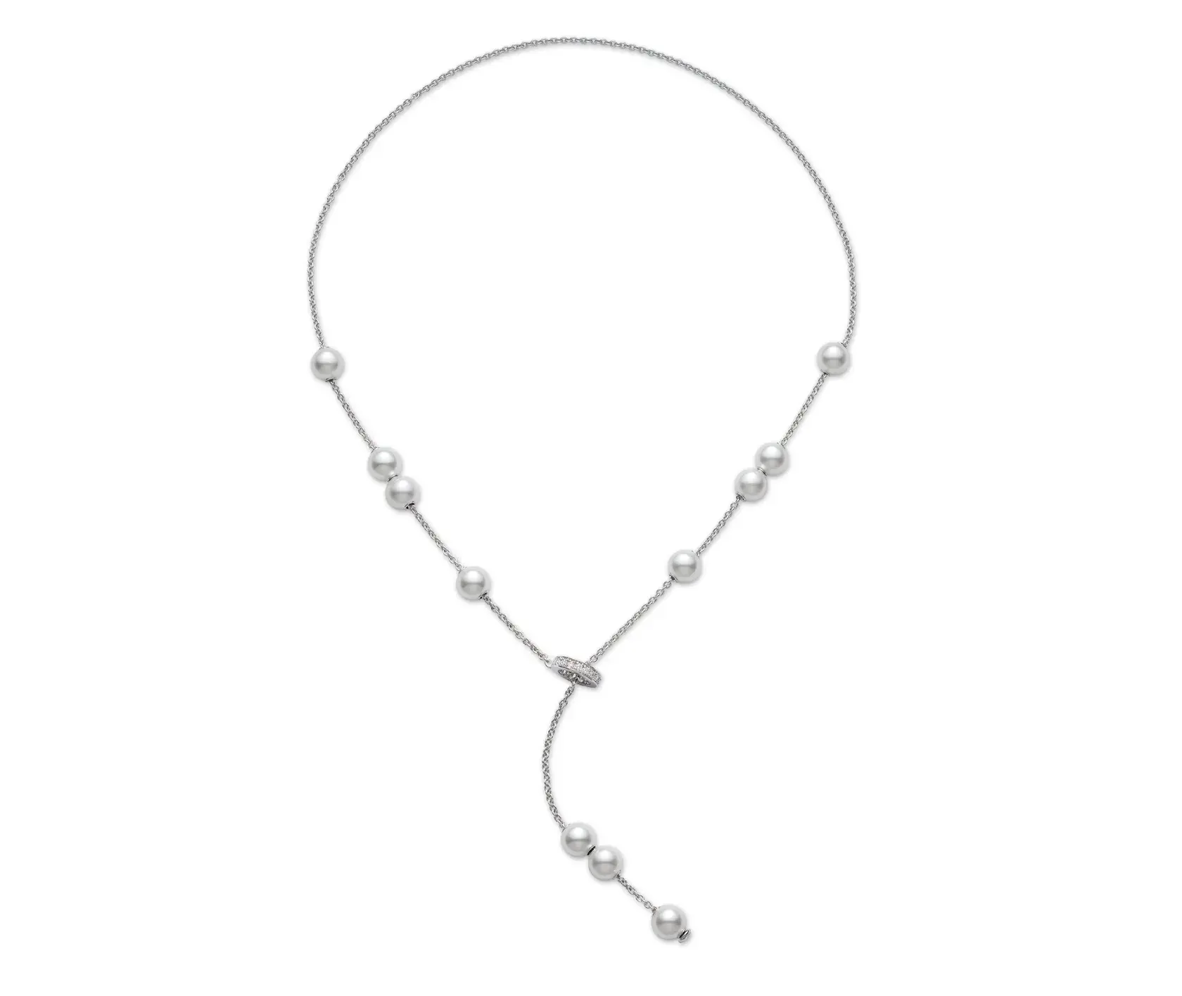 Pearls in Motion Akoya Cultured Pearl and Diamond Necklace