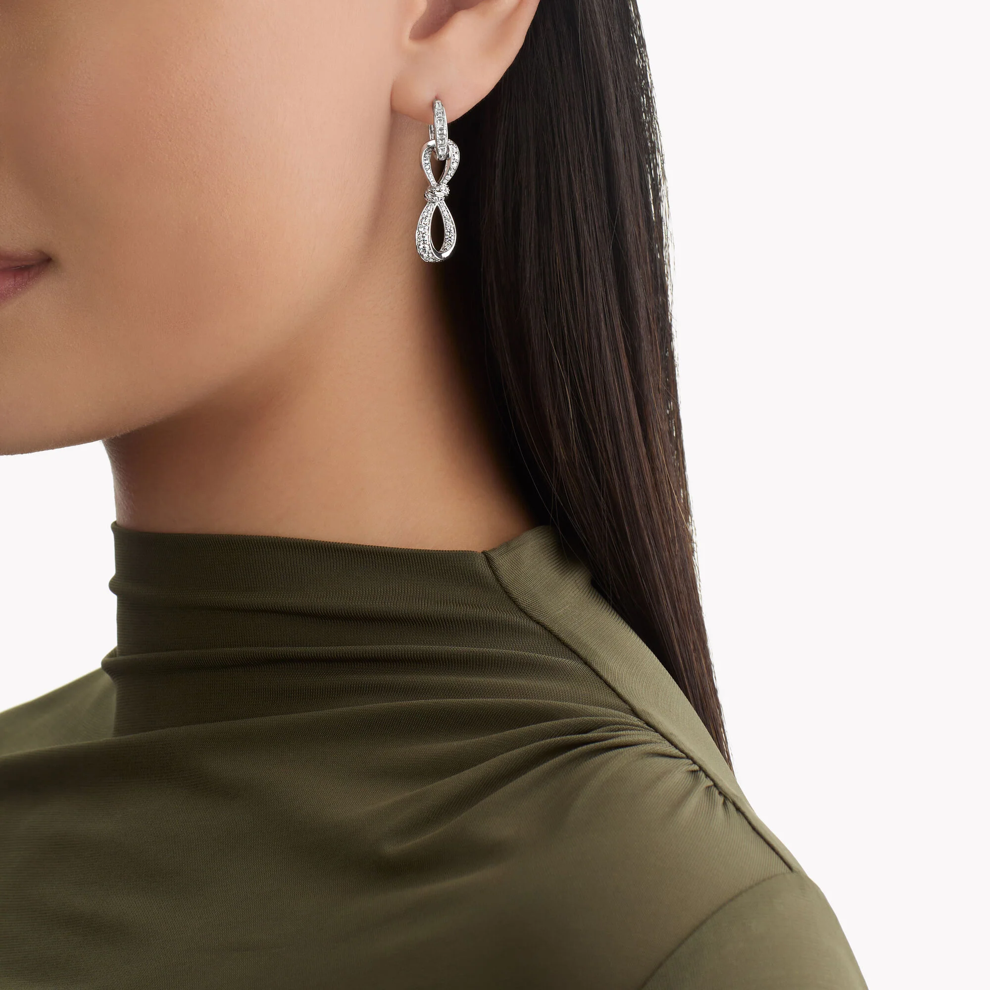 Tilda's Bow Diamond Link Earrings - Image 2