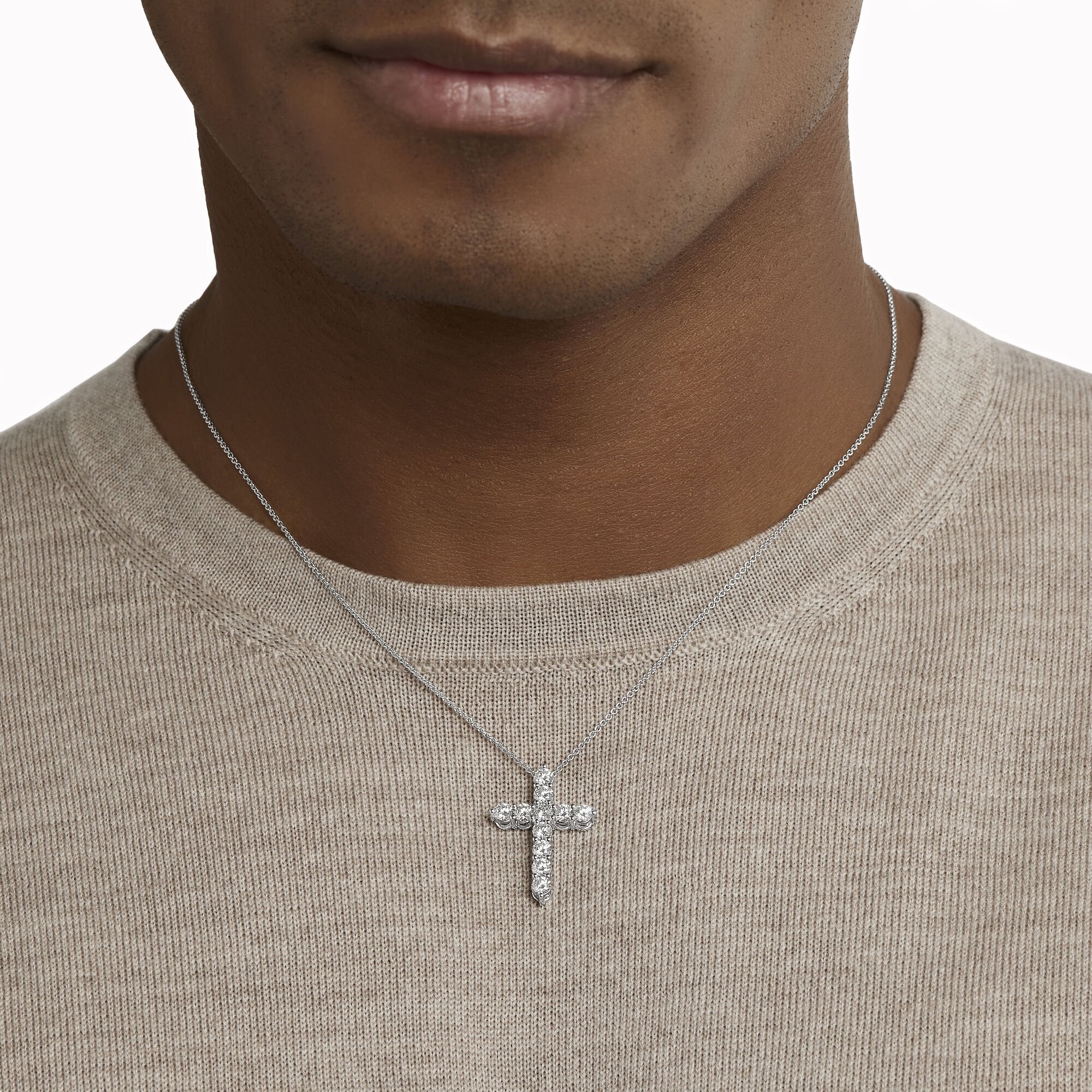 Round Diamond Cross Medium Pendant - Image 2