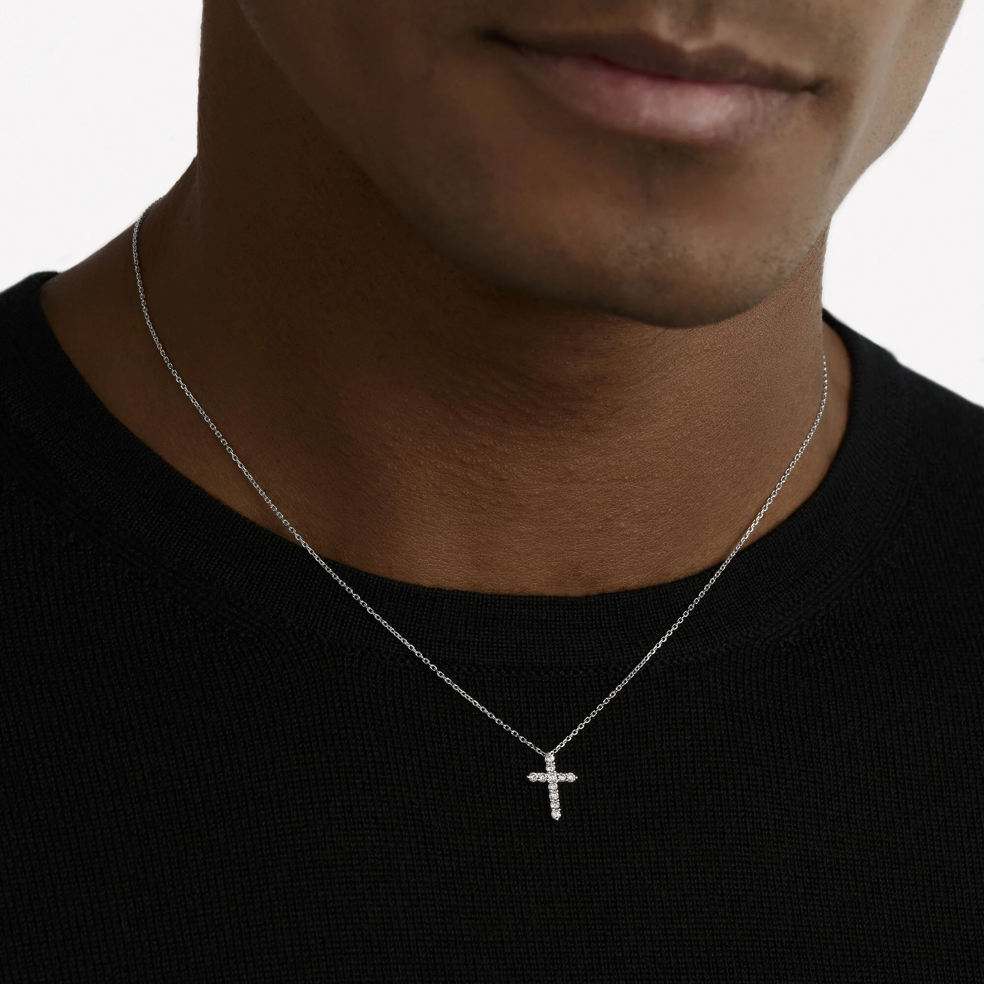 Round Diamond Cross Petite Pendant - Image 2