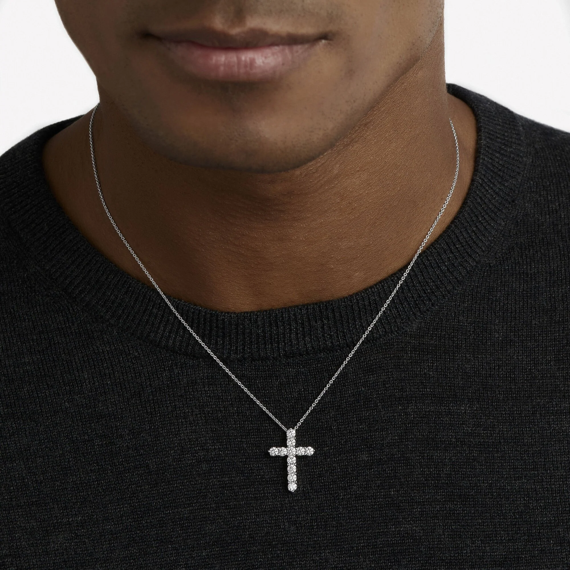 Round Diamond Cross Small Pendant - Image 3