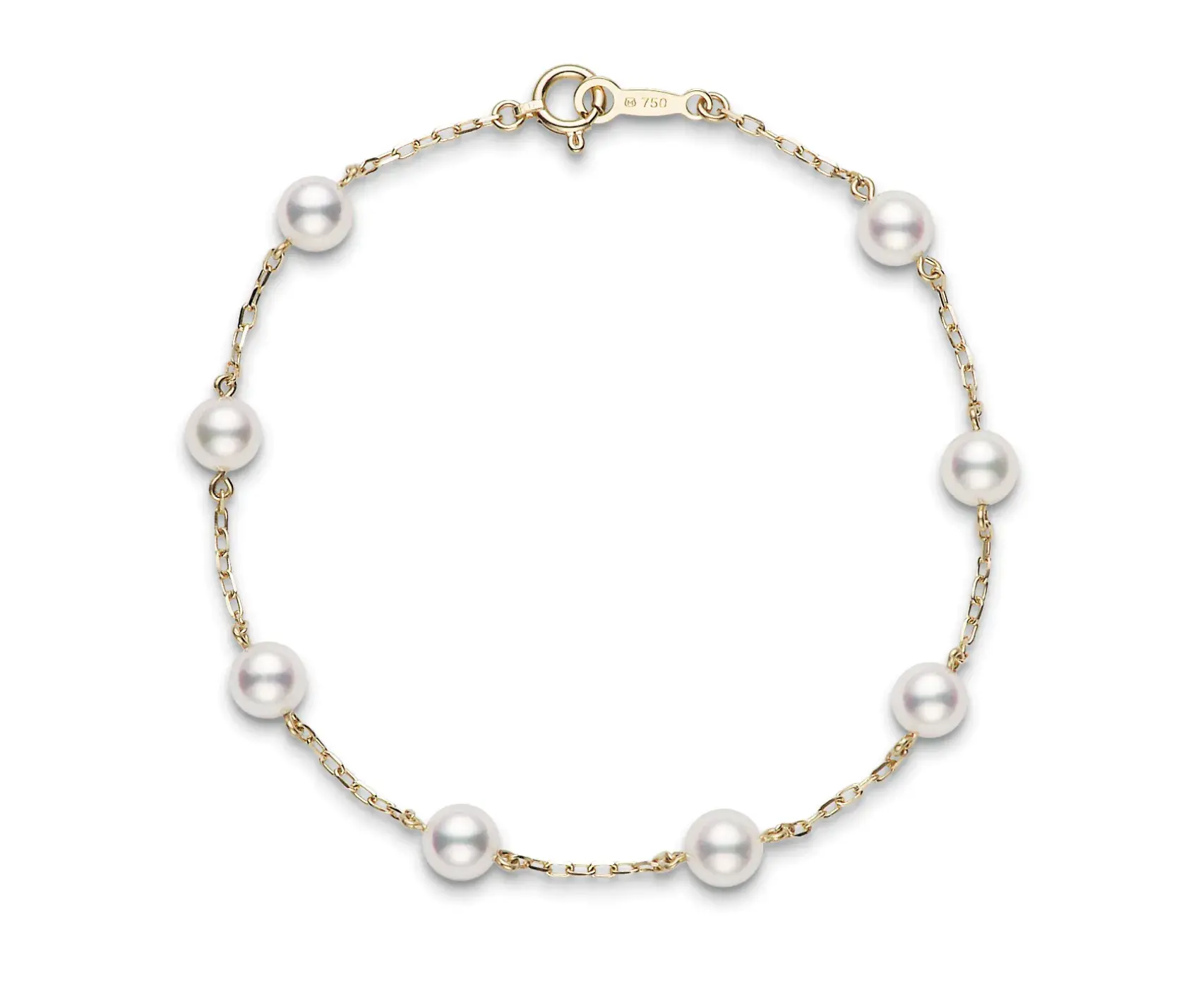 Station Akoya Cultured Pearl 18K Yellow Gold Bracelet