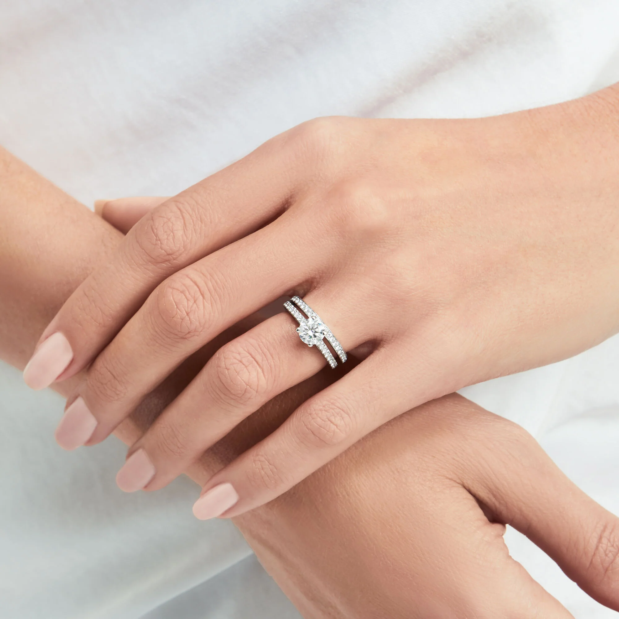 Thread Set Diamond Wedding Band - Image 4