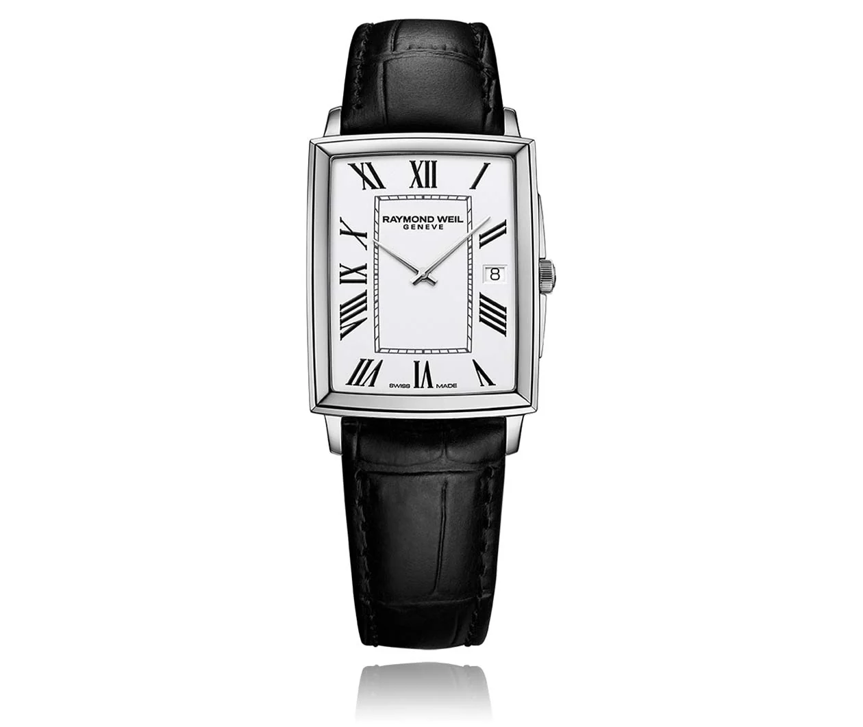 Toccata Men's Classic Rectangular Stainless Steel Leather Watch