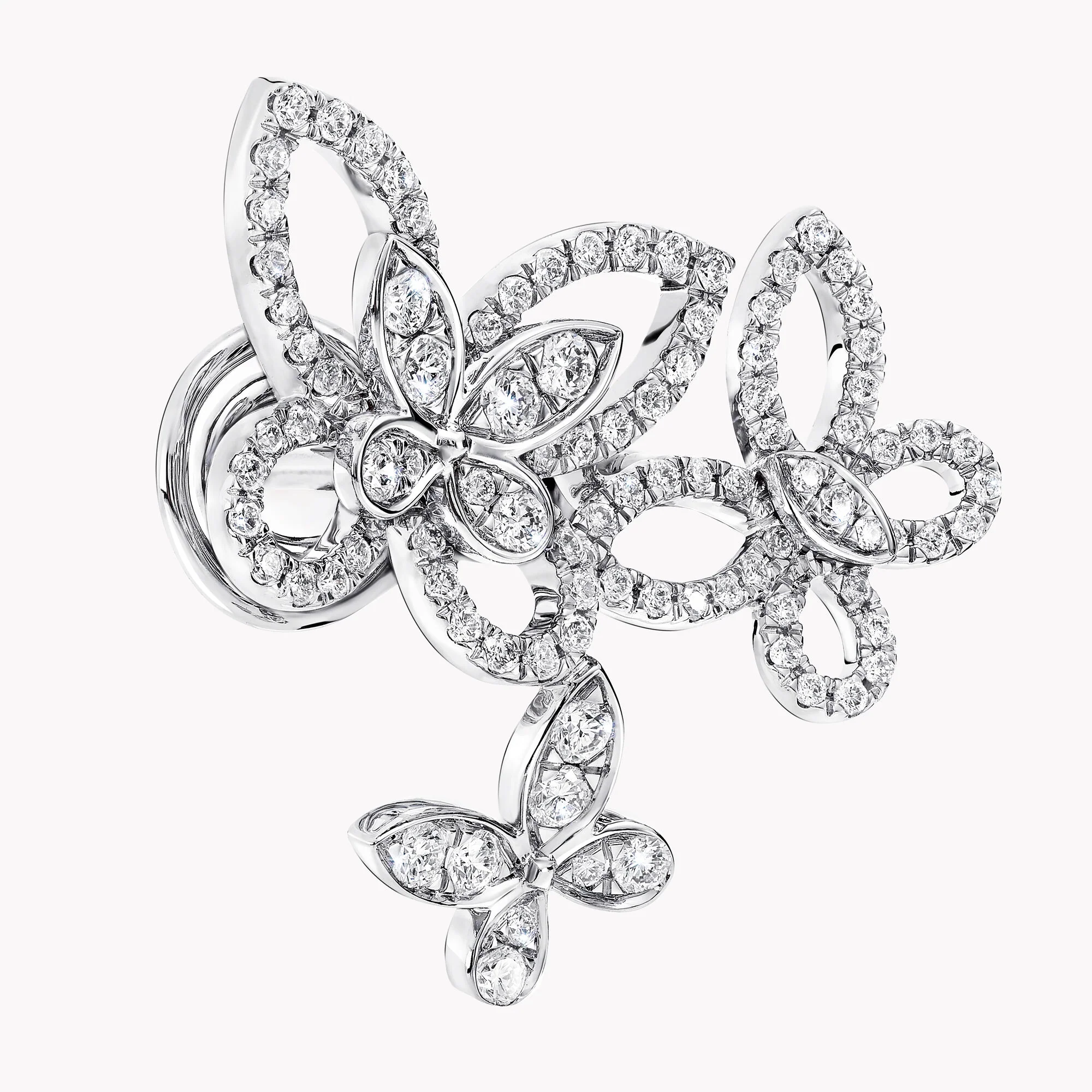Triple Butterfly Silhouette Diamond Earrings - Image 3