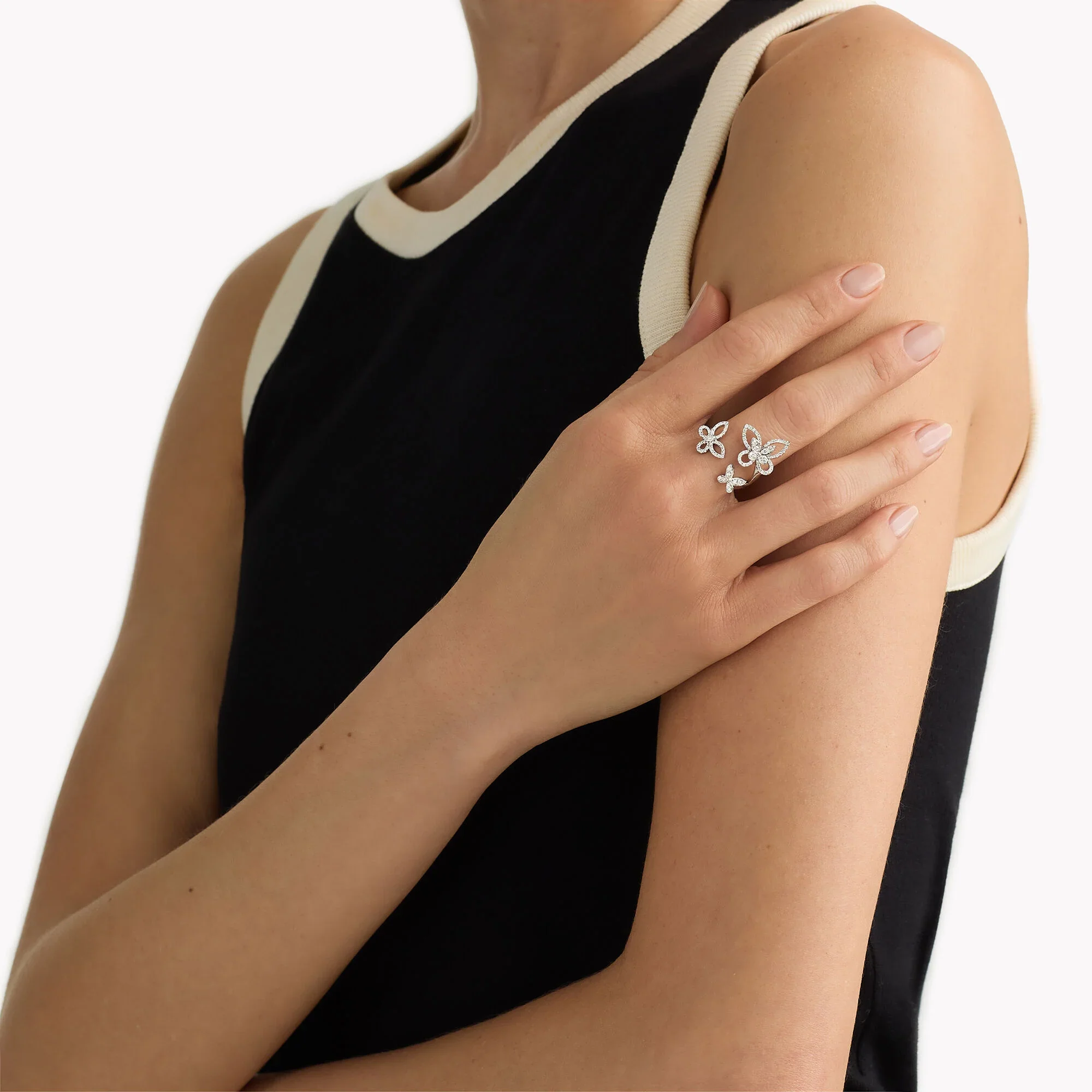 Triple Butterfly Silhouette Diamond Ring - Image 2