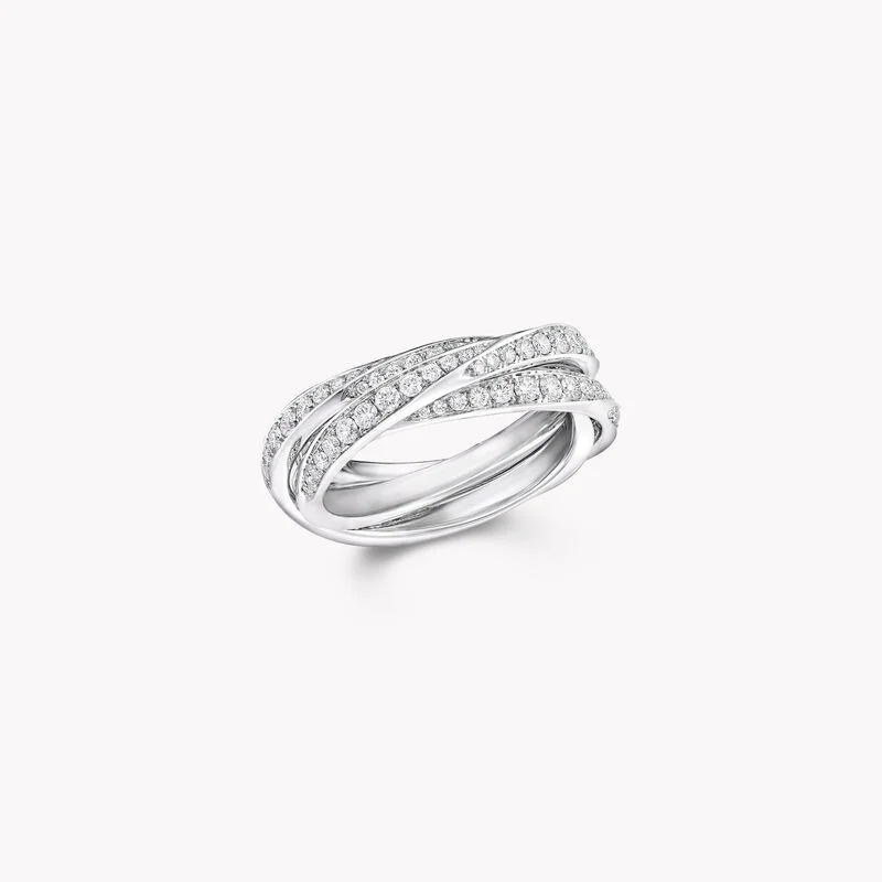 Triple Spiral Pavé Diamond Ring