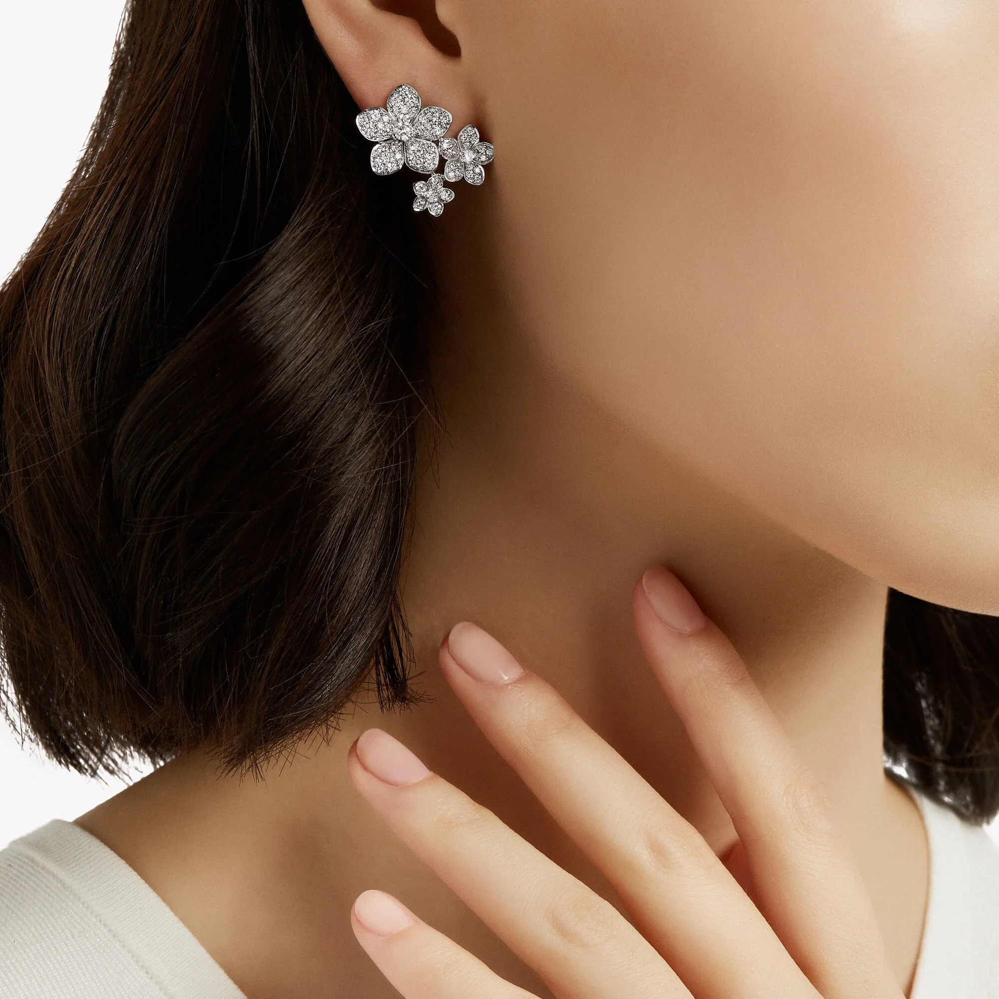 Wild Flower Diamond Cluster Stud Earrings - Image 2