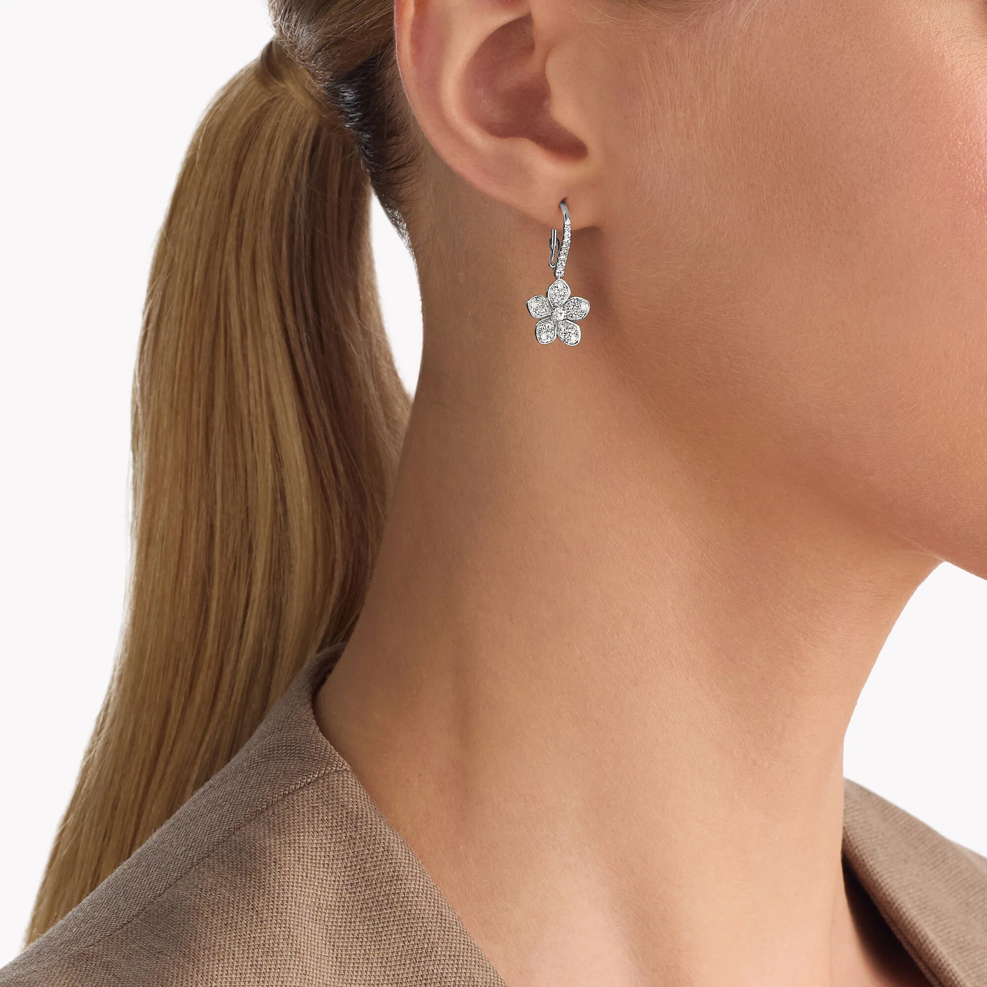 Wild Flower Pavé Diamond Earrings - Image 2