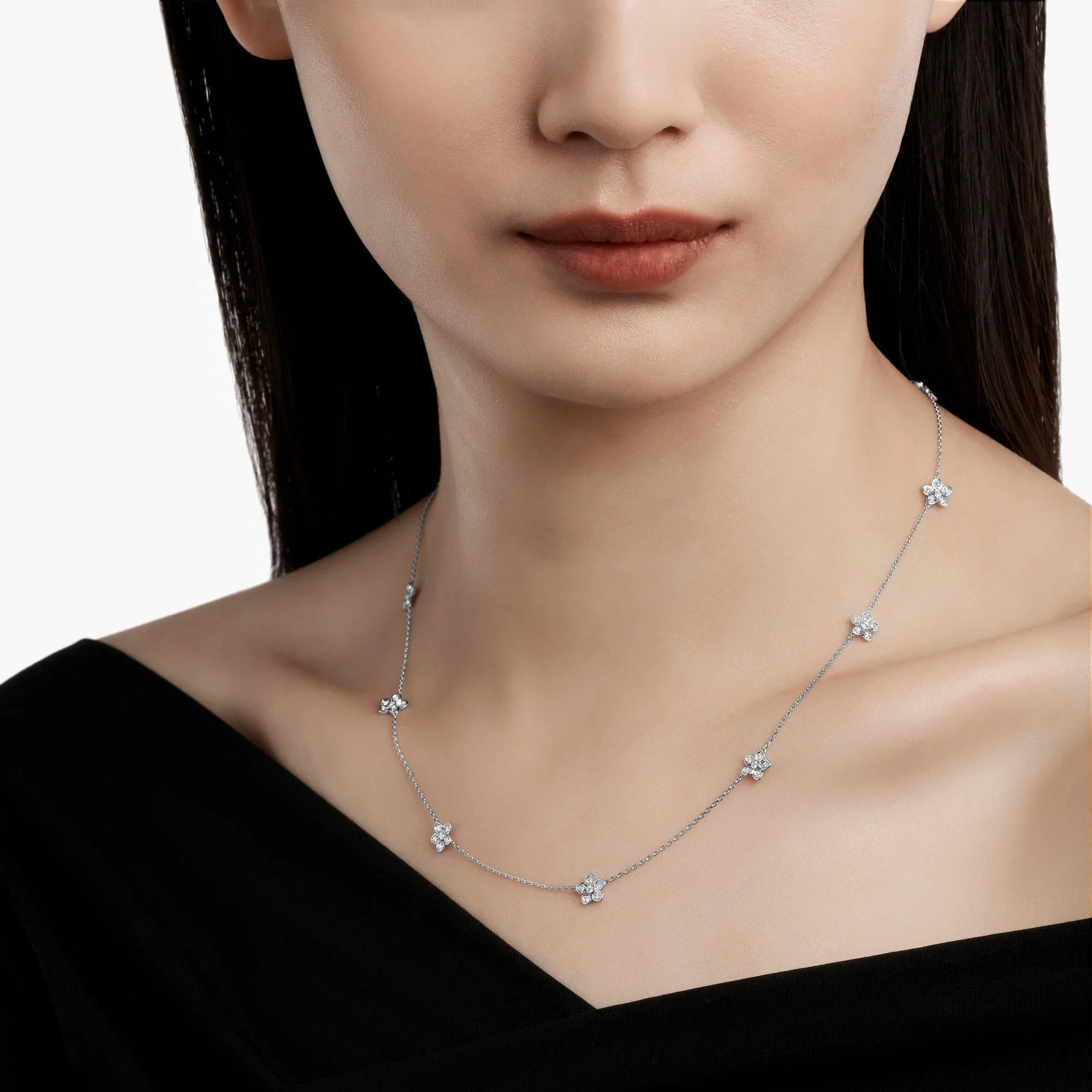 Wild Flower Petite Pavé Diamond Necklace - Image 2