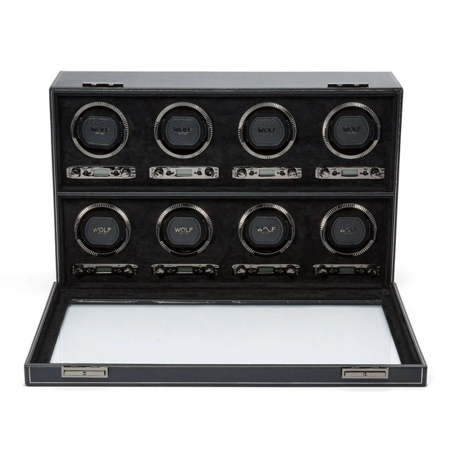 Wolf British Racing 8 Piece Watch Winder Black