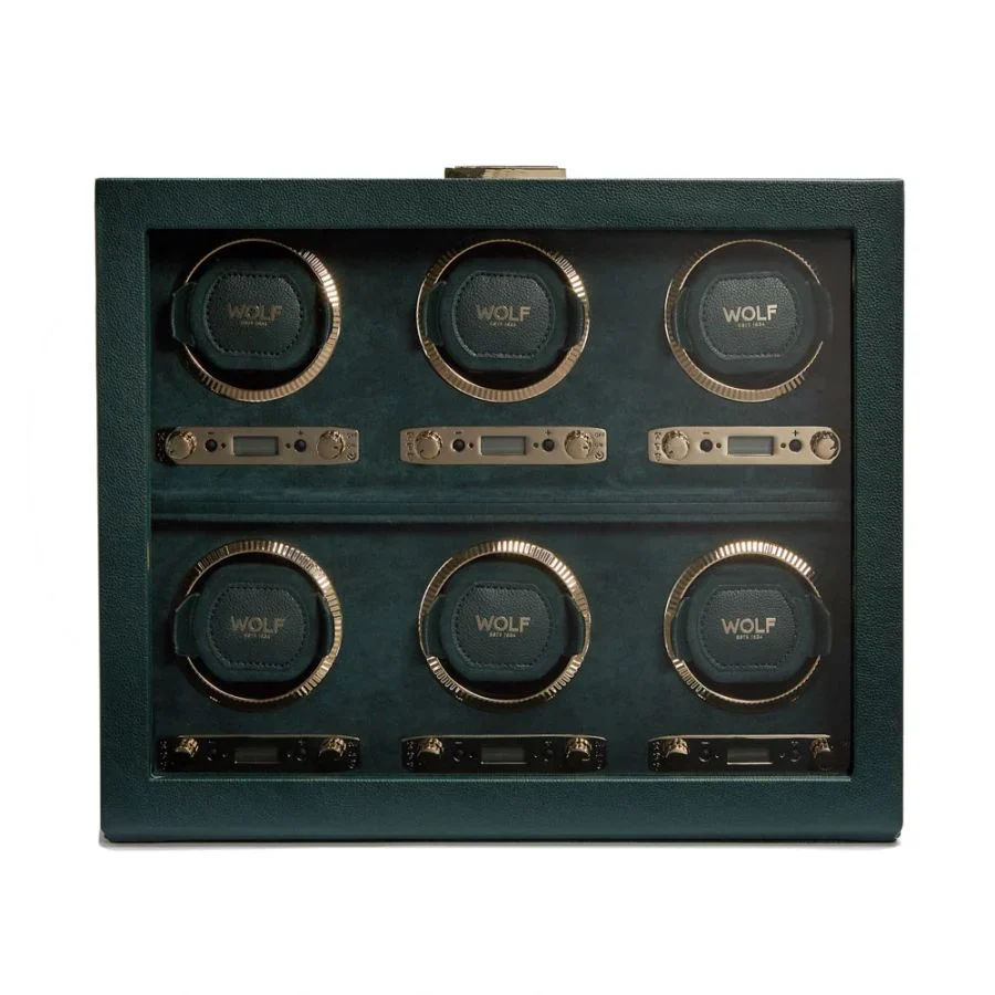 Wolf British Racing Green 6Pc Watch Winder