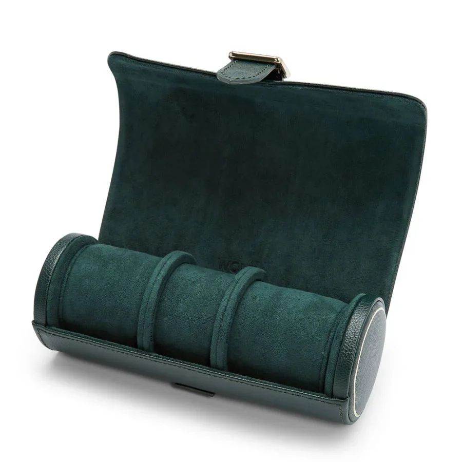 Wolf British Racing Green Triple Watch Roll - Image 2