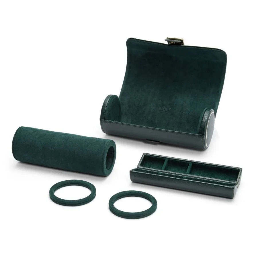 Wolf British Racing Green Triple Watch Roll - Image 7