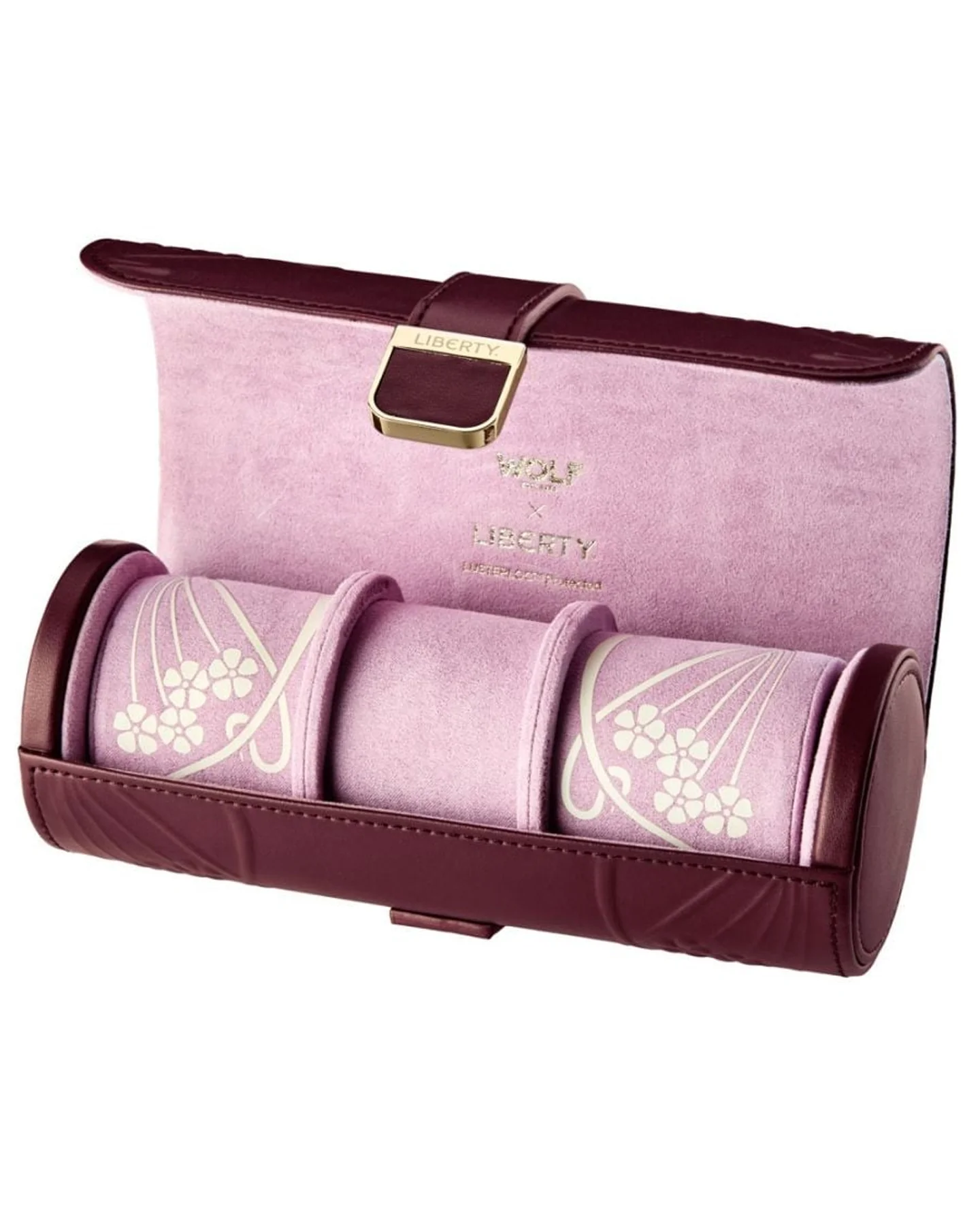 WOLF x Liberty Triple Watch Roll - Burgundy - Image 2